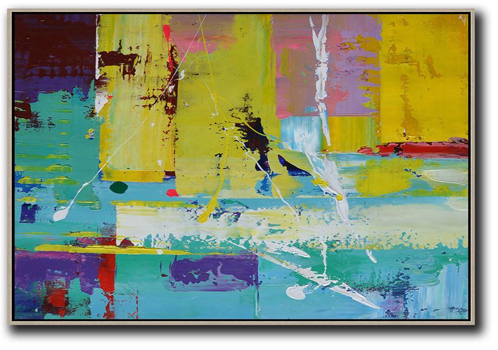 Horizontal Palette Knife Contemporary Art #L3C - Click Image to Close